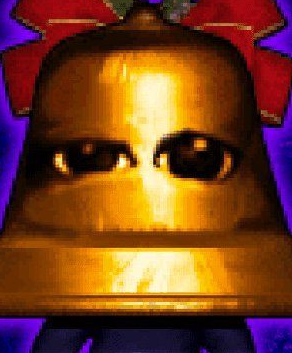 Bell-headed toy creature cutout